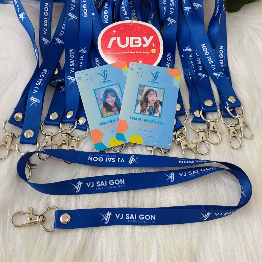 Mẫu Dây Đeo Thẻ Satin In Logo VJ Sài Gòn
