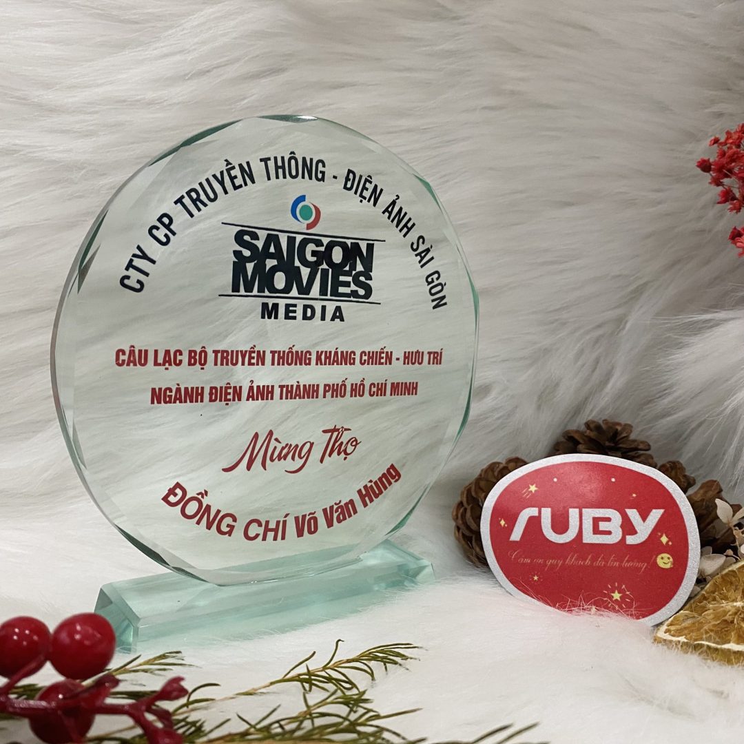 Kỷ niệm chương tròn 14cm - Thủy tinh